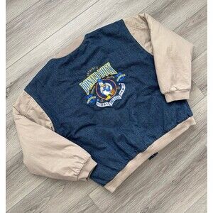 Vintage 90s Walt Disney World Varsity Jacket Denim Bomber Donald Adult Large